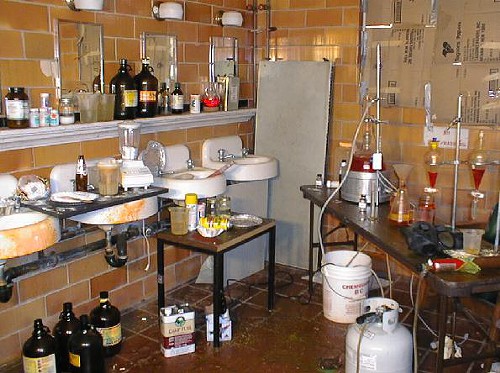 Meth labs can be cluttered, and dangerous.